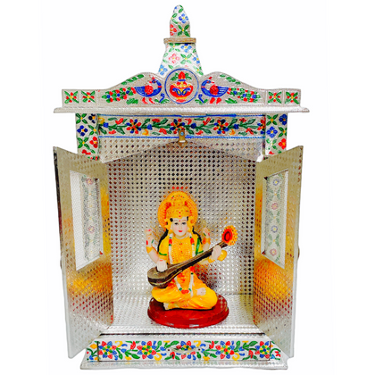 Silver Meenakari Temple/ Mandir (With Door) 15 x 6